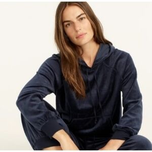 J.Crew Relaxed Velour Hoodie Navy Size S